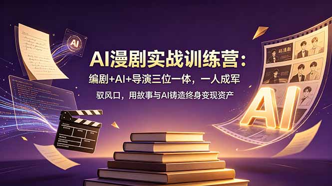 (19032期)AI漫剧实战训练营:编剧+AI+导演三位一体,一人成军 驭风口,用故事与AI铸造终身变现资产网创库-网创项目资源站-副业项目-创业项目-搞钱项目网创吧