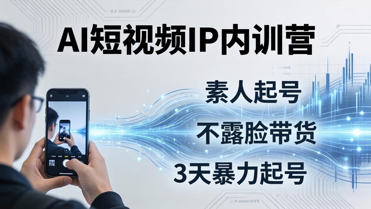 (19208期)2026AI短视频IP内训营-更新:从素人起号到不露脸带货,3天暴力起号全流程拆解