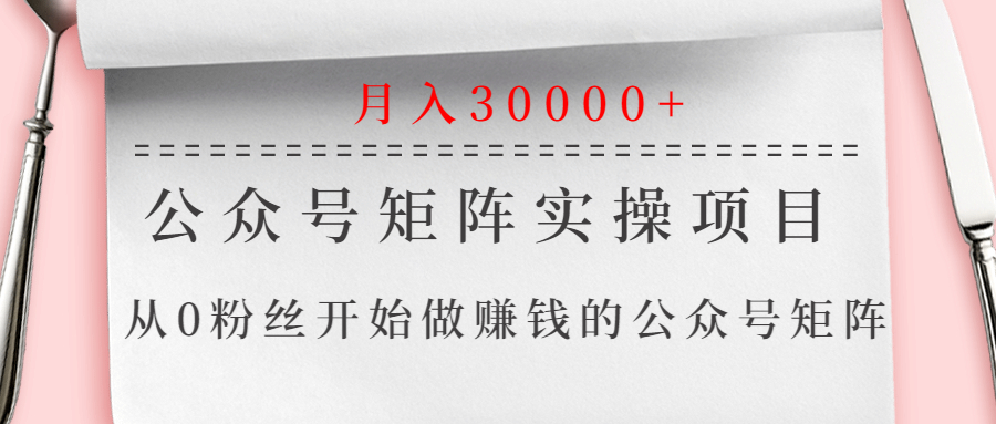 （1332期）公众号矩阵实操项目，从0粉丝开始做赚钱的公众号矩阵，月入30000+网创吧-网创项目资源站-副业项目-创业项目-搞钱项目网创吧