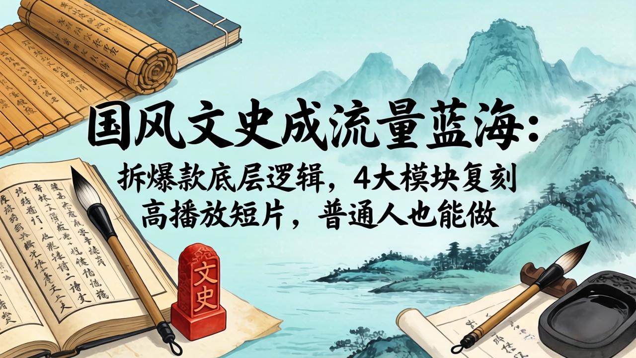 (18227期)国风文史成流量蓝海:拆爆款底层逻辑,4大模块复刻高播放短片,普通人也能做