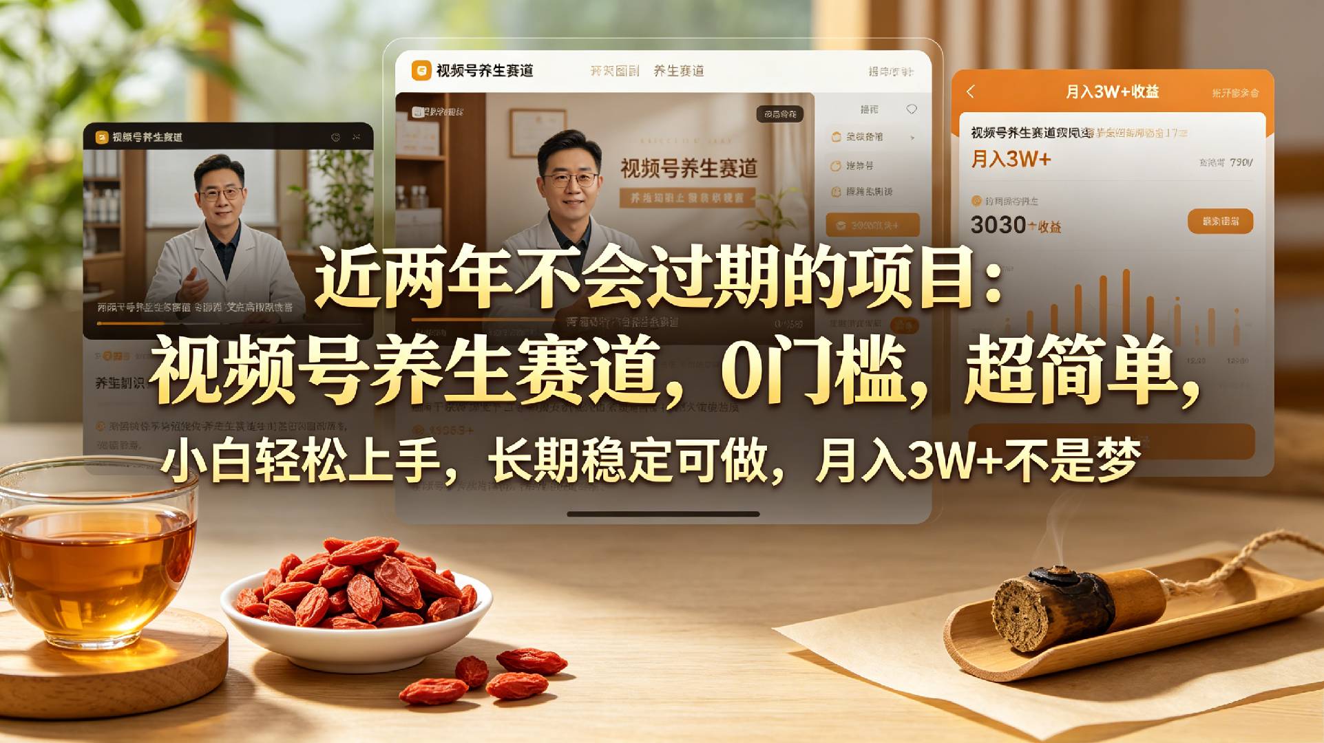 近两年不会过期的项目:视频号养生赛道,0门槛,超简单,小白轻松上手,长期稳定可做,月入3w+不是梦网创吧-网创项目资源站-副业项目-创业项目-搞钱项目网创吧
