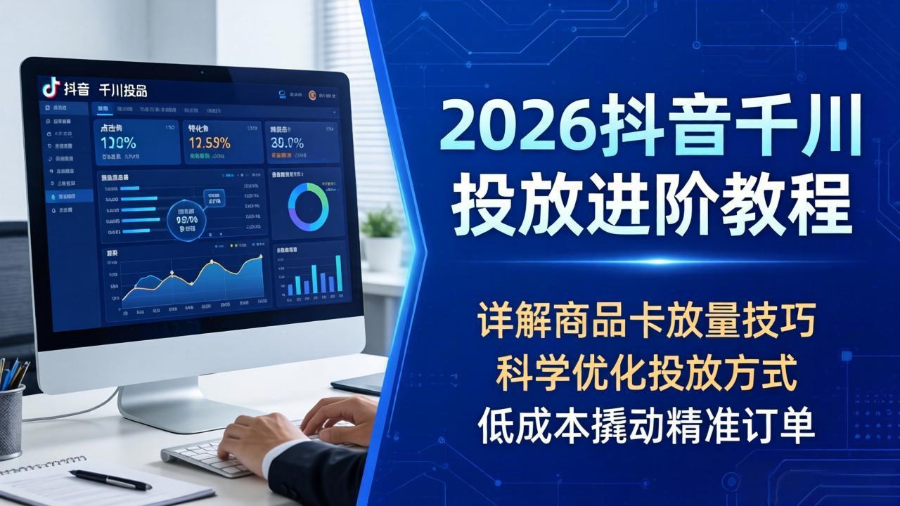 （18184期）2026抖音千川投放进阶教程，详解商品卡放量技巧，科学优化投放方式，低成本撬动精准订单网创吧-网创项目资源站-副业项目-创业项目-搞钱项目网创吧