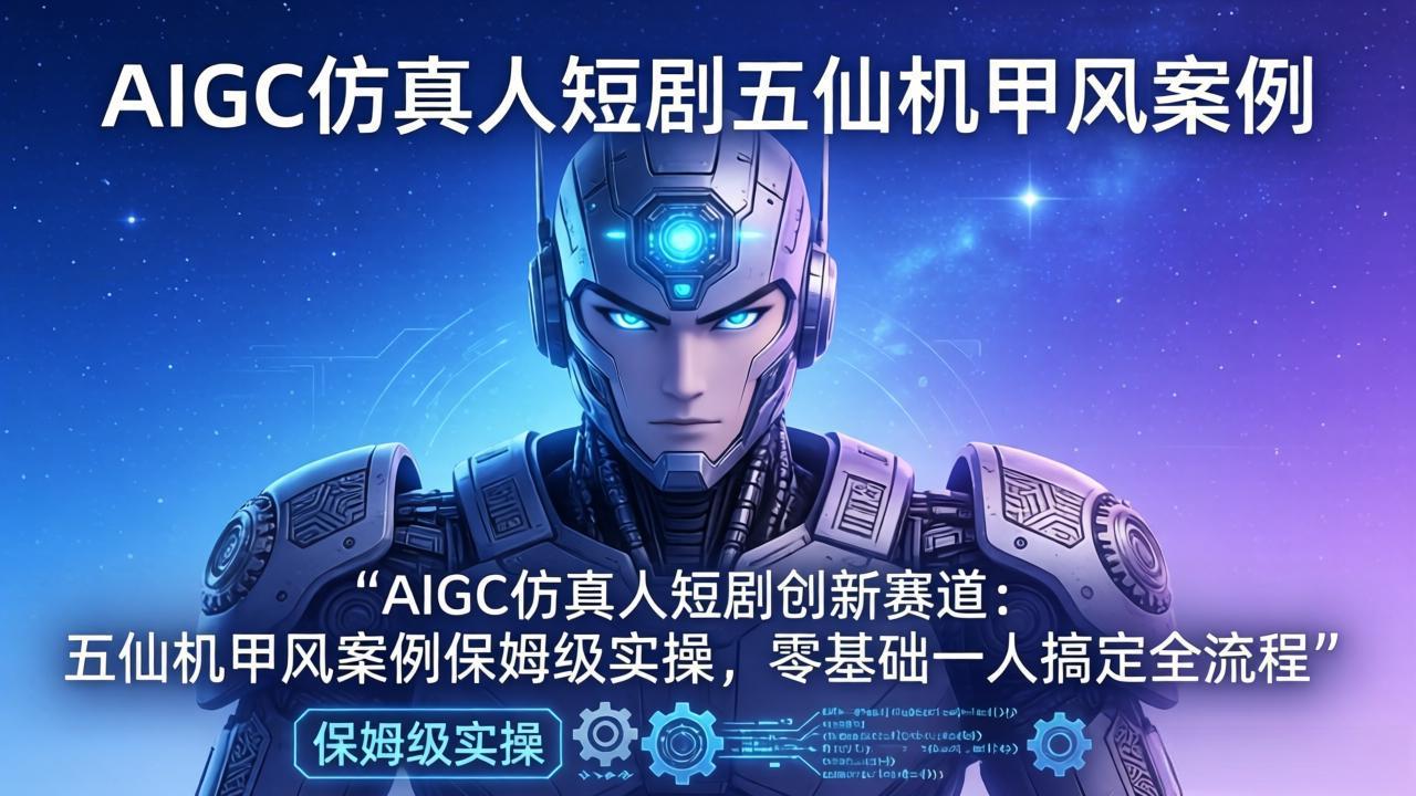 (17961期)AIGC仿真人短剧创新赛道:五仙机甲风案例保姆级实操,零基础一人搞定全流程