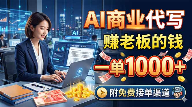 （18444期）AI商业代写，赚老板的钱，一单1000+，附免费接单渠道网创吧-网创项目资源站-副业项目-创业项目-搞钱项目网创吧