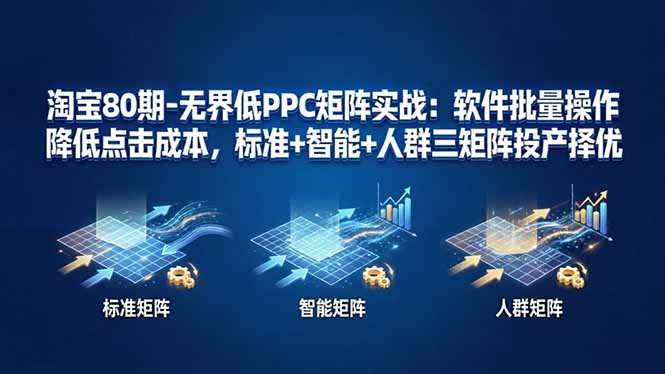 （17987期）淘宝80期-无界低PPC矩阵实战：软件批量操作降低点击成本，标准+智能+人群三矩阵投产择优网创吧-网创项目资源站-副业项目-创业项目-搞钱项目网创吧