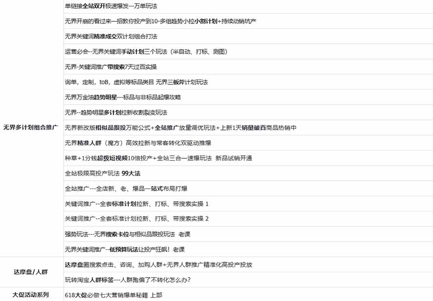 (20296期)2026淘天开单秘籍PRO实战陪跑课程:全套落地运营玩法,一站式解决淘宝流量低、不出单难题(更新260906)网创吧-网创项目资源站-副业项目-创业项目-搞钱项目网创吧