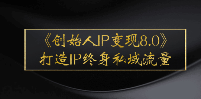 （2556期）《创始人IP变现8.0》打造IP终身私域流量，干货满满！网创吧-网创项目资源站-副业项目-创业项目-搞钱项目网创吧