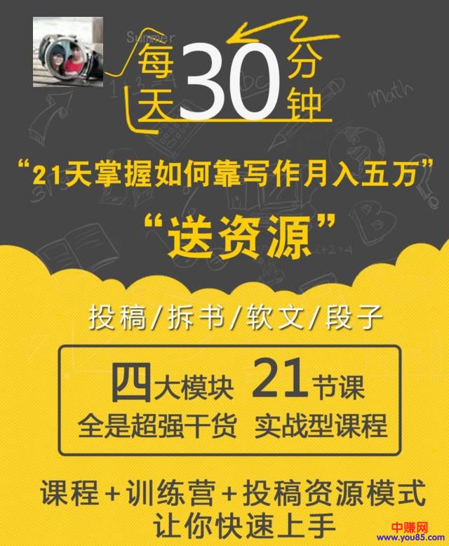 （906期）每天30分钟 21天掌握如何靠写作月赚50000（全套21节视频课程）网创吧-网创项目资源站-副业项目-创业项目-搞钱项目网创吧