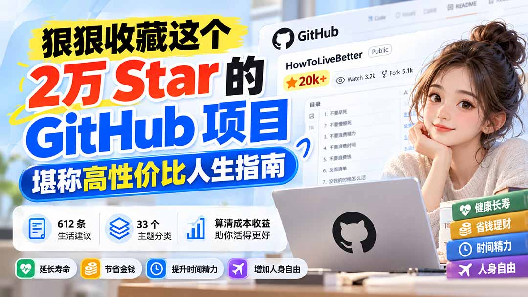 (20726期)狠狠收藏这个 2 万 Star 的 GitHub 项目,堪称高性价比人生指南。网创库-网创项目资源站-副业项目-创业项目-搞钱项目网创吧
