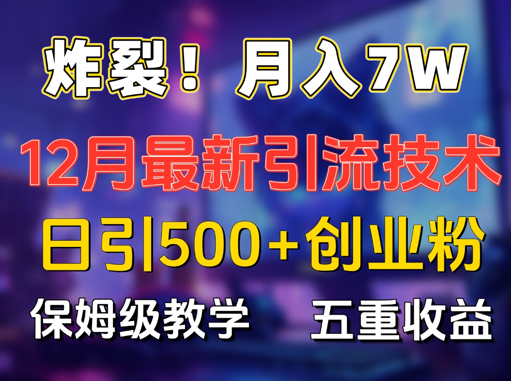 炸裂！月入7W+揭秘12月最新日引流500+精准创业粉，多重收益保姆级教学网创库-网创项目资源站-副业项目-创业项目-搞钱项目网创吧