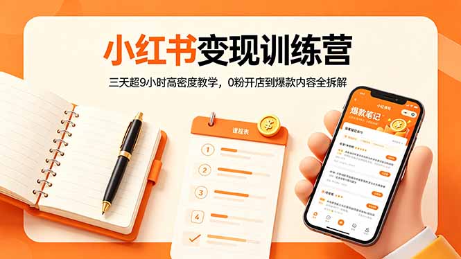 (18337期)小红书变现训练营:三天超9小时高密度教学,0粉开店到爆款内容全拆解