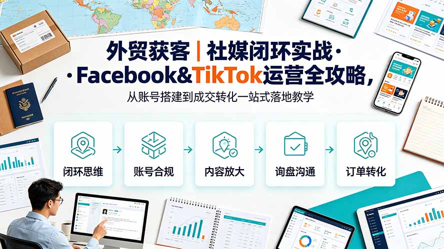 (19526期)外贸获客|社媒闭环实战·Facebook&TikTok运营全攻略,从账号搭建到成交转化一站式落地教学