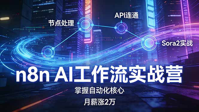 (17458期)n8n AI工作流实战营,节点处理+API连通+Sora2实战,掌握自动化核心月薪涨2万网创库-网创项目资源站-副业项目-创业项目-搞钱项目网创吧