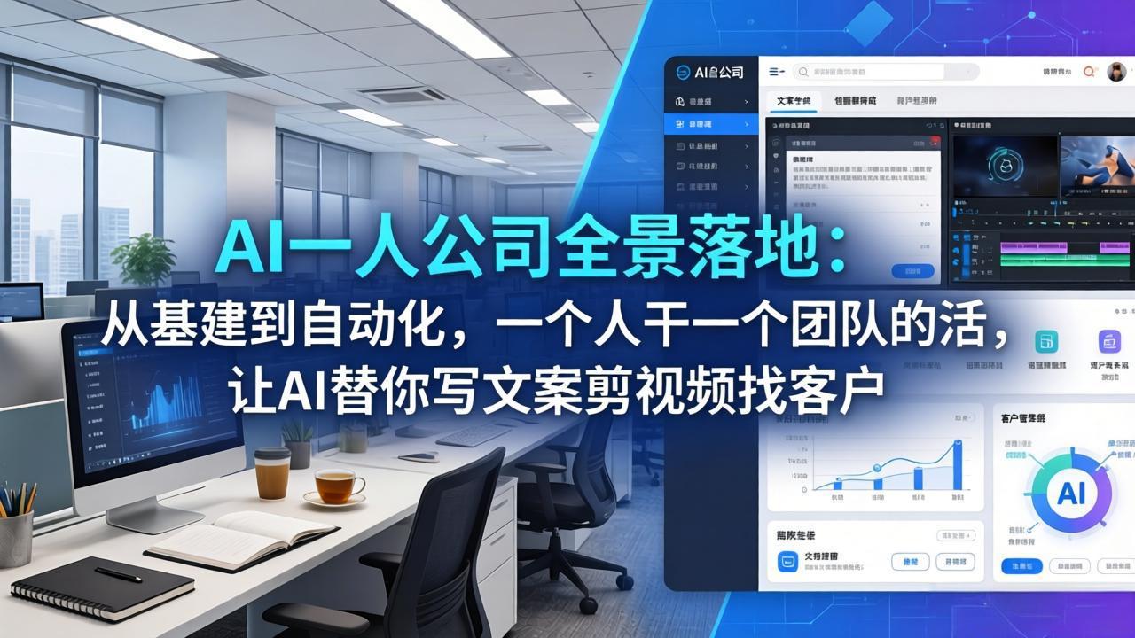 （17979期）AI一人公司全景落地-更新：从基建到自动化，一个人干一个团队的活，让AI替你写文案剪视频找客户网创库-网创项目资源站-副业项目-创业项目-搞钱项目网创吧