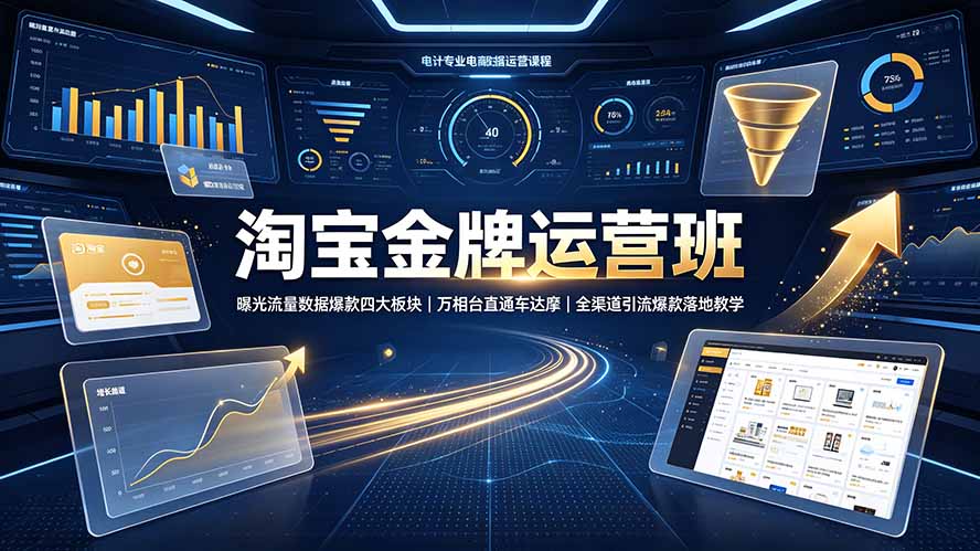 (19434期)淘宝金牌运营班-7月:曝光流量数据爆款四大板块|万相台直通车达摩|全渠道引流爆款落地教学网创吧-网创项目资源站-副业项目-创业项目-搞钱项目网创吧