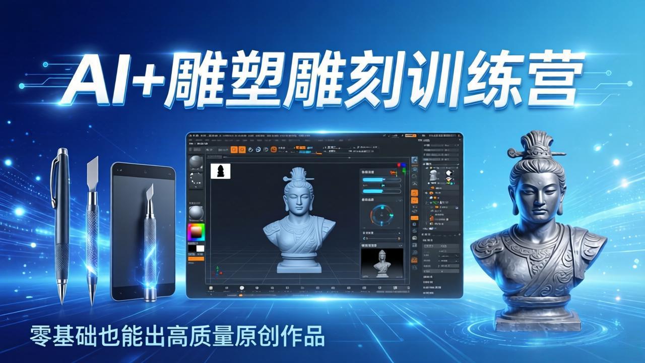 （17651期）AI+雕塑雕刻训练营：从AI创作、大模型训练到3D雕刻 + 渲染，零基础也能出高质量原创作品网创吧-网创项目资源站-副业项目-创业项目-搞钱项目网创吧