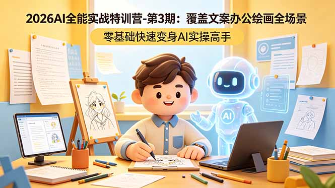 (18573期)2026AI全能实战特训营-第3期:覆盖文案办公绘画全场景 零基础快速变身AI实操高手