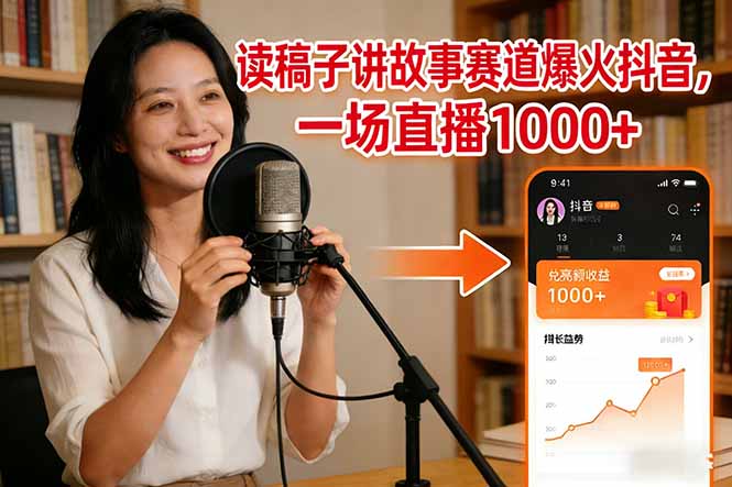 （17073期）读稿子讲故事赛道爆火抖音，一场直播日入1000+网创吧-网创项目资源站-副业项目-创业项目-搞钱项目网创吧