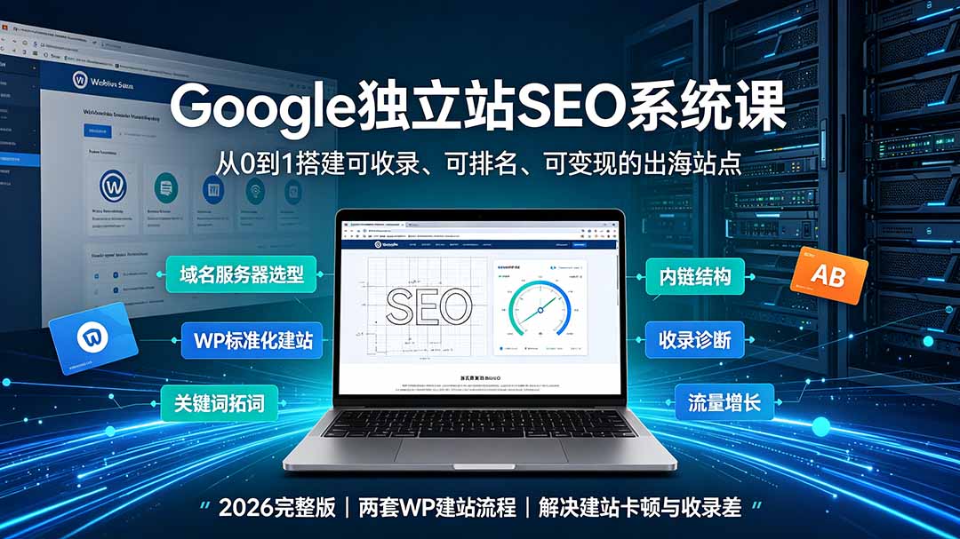 （19426期）Google独立站SEO-7月系统课：出海基建×WordPress建站×AI内容生产×站内外优化×Search Console×AdSense变现网创吧-网创项目资源站-副业项目-创业项目-搞钱项目网创吧