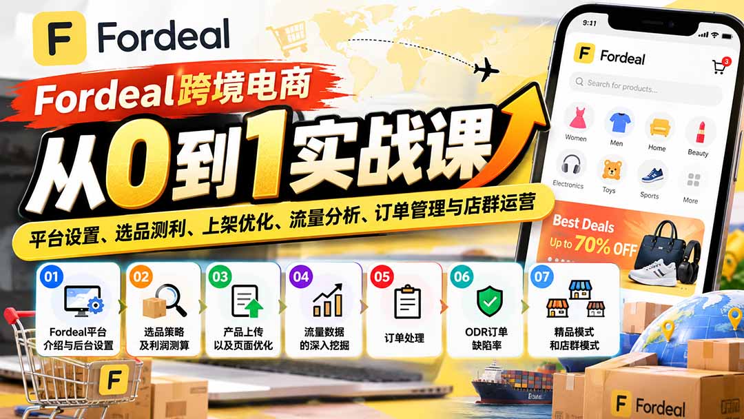 (20914期)Fordeal跨境电商从0到1实战课:平台设置、选品测利、上架优化、流量分析、订单管理与店群运营-网创项目资源站-副业项目_创业项目_搞钱项目_网创项目资源平台