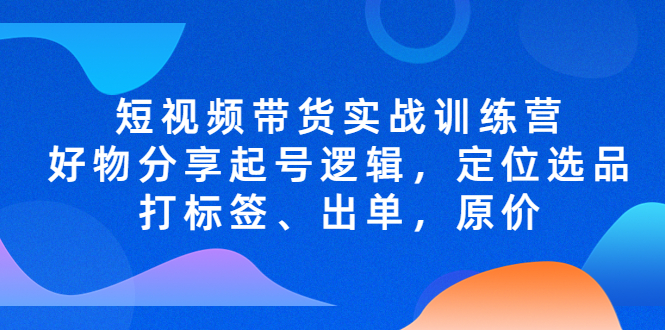 (5076期)短视频带货实战训练营,好物分享起号逻辑,定位选品打标签、出单,原价