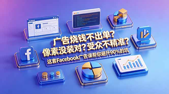 (18850期)广告烧钱不出单?像素没装对?受众不精准?这套Facebook广告课帮你避开90%的坑-原创双语字幕网创吧-网创项目资源站-副业项目-创业项目-搞钱项目网创吧