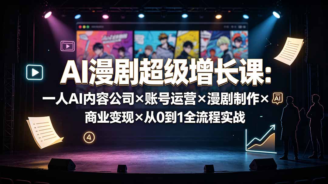(19553期)AI漫剧超级增长课:一人AI内容公司×账号运营×漫剧制作×商业变现×从0到1全流程实战网创吧-网创项目资源站-副业项目-创业项目-搞钱项目网创吧