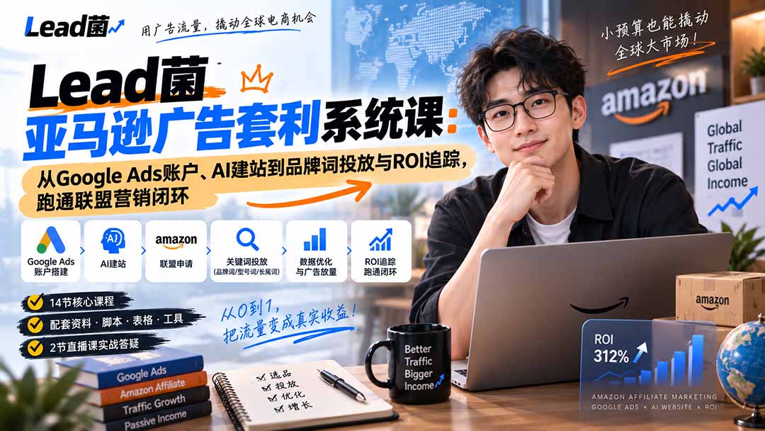 （20396期）Lead菌亚马逊广告套利系统课：从Google Ads账户、AI建站到品牌词投放与ROI追踪，跑通联盟营销闭环网创吧-网创项目资源站-副业项目-创业项目-搞钱项目网创吧