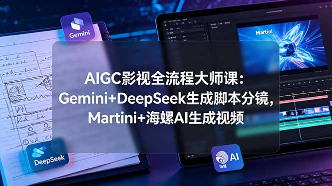 (19008期)AIGC影视全流程大师课:Gemini+DeepSeek生成脚本分镜,Martini+海螺AI生成视频