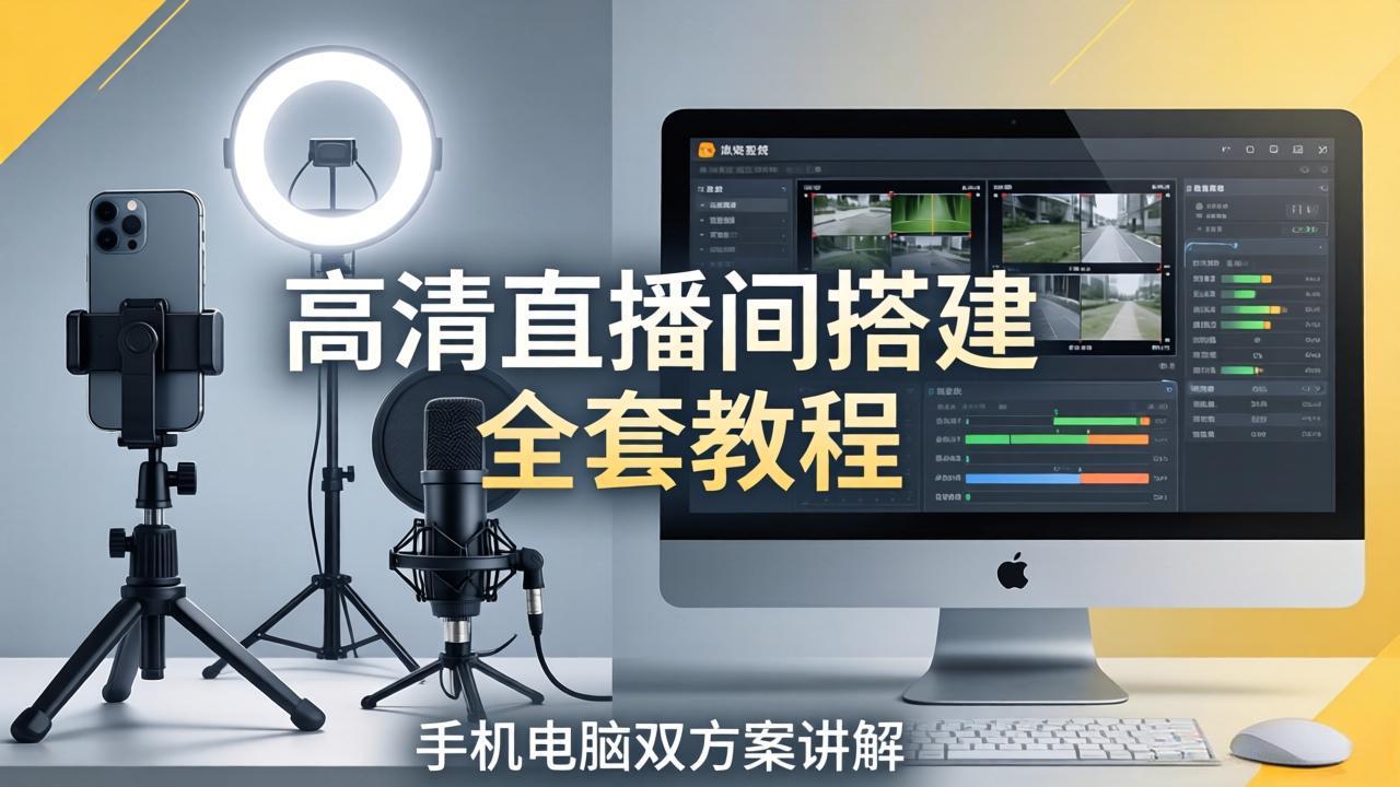 （18104期）高清直播间搭建全套教程，手机电脑双方案讲解，设备选型调试多机位实操教学网创库-网创项目资源站-副业项目-创业项目-搞钱项目网创吧