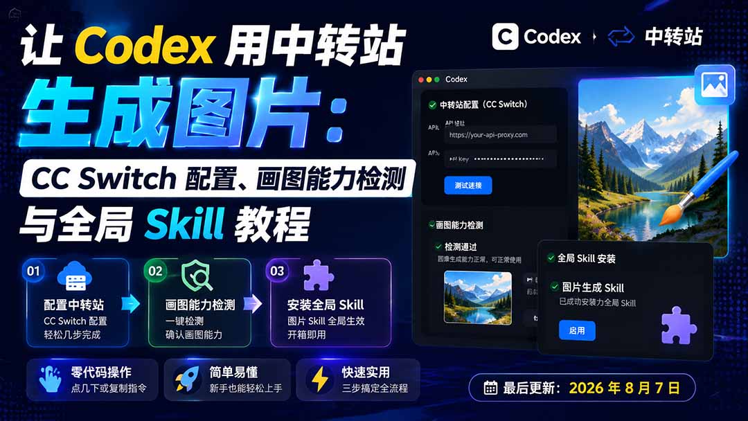 (19777期)让 Codex 用中转站生成图片:CC Switch 配置、画图能力检测与全局 Skill 教程网创吧-网创项目资源站-副业项目-创业项目-搞钱项目网创吧