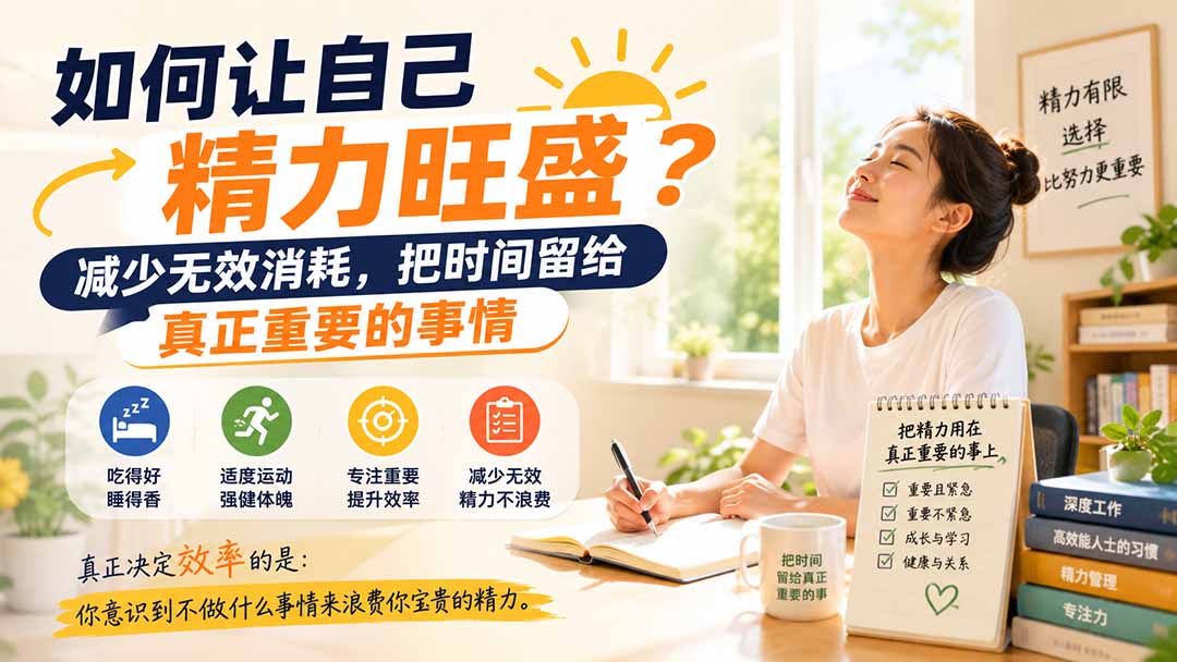 （20071期）付费文章：如何让自己精力旺盛？减少无效消耗，把时间留给真正重要的事情网创吧-网创项目资源站-副业项目-创业项目-搞钱项目网创吧