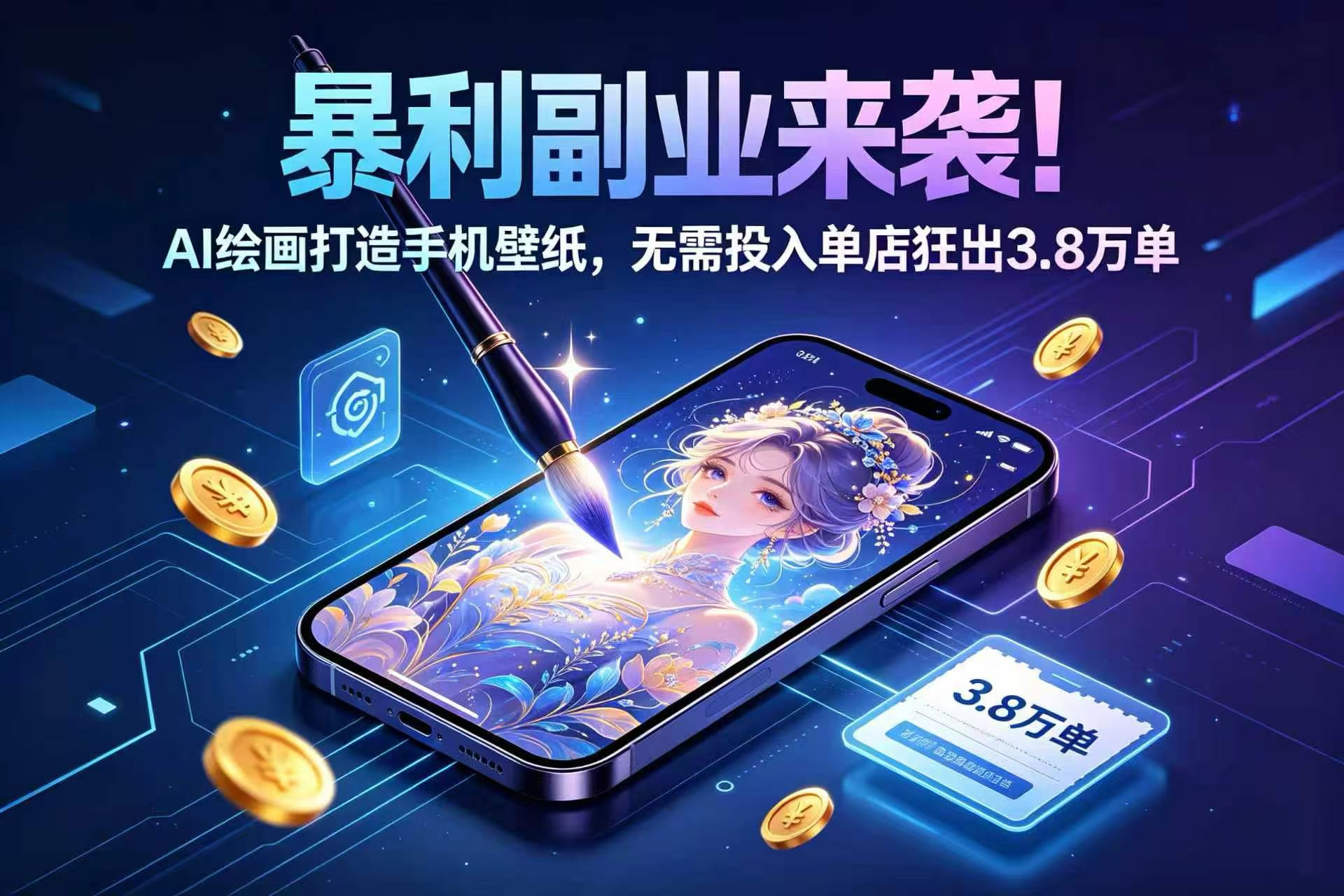 暴利副业来袭!AI 绘画打造手机壁纸,无需投入单店狂出 3.8 万单网创吧-网创项目资源站-副业项目-创业项目-搞钱项目网创吧