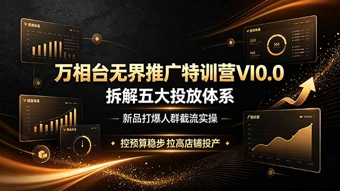 (19184期)万相台无界推广特训营VI0.0,拆解五大投放体系,新品打爆人群截流实操,控预算稳步拉高店铺投产网创库-网创项目资源站-副业项目-创业项目-搞钱项目网创吧