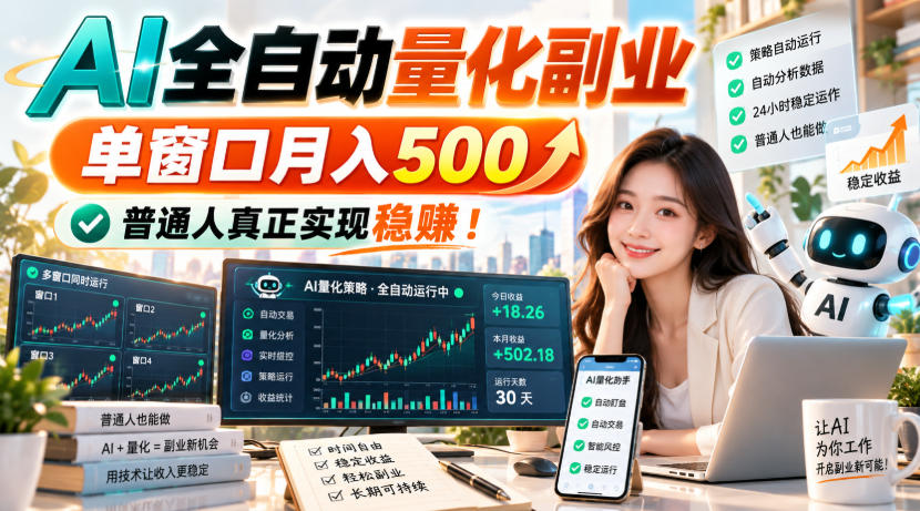 （20735期）AI全自动量化副业，单窗口月入500，普通人真正实现稳赚！网创库-网创项目资源站-副业项目-创业项目-搞钱项目网创吧