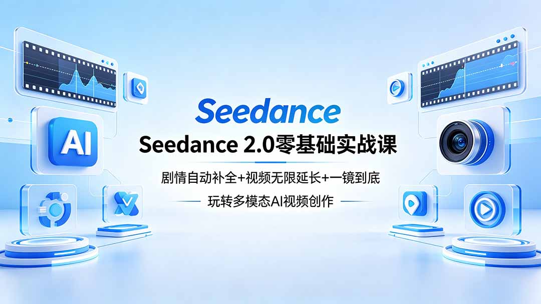 (18312期)Seedance 2.0零基础实战课:剧情自动补全+视频无限延长+一镜到底:玩转多模态AI视频创作网创吧-网创项目资源站-副业项目-创业项目-搞钱项目网创吧