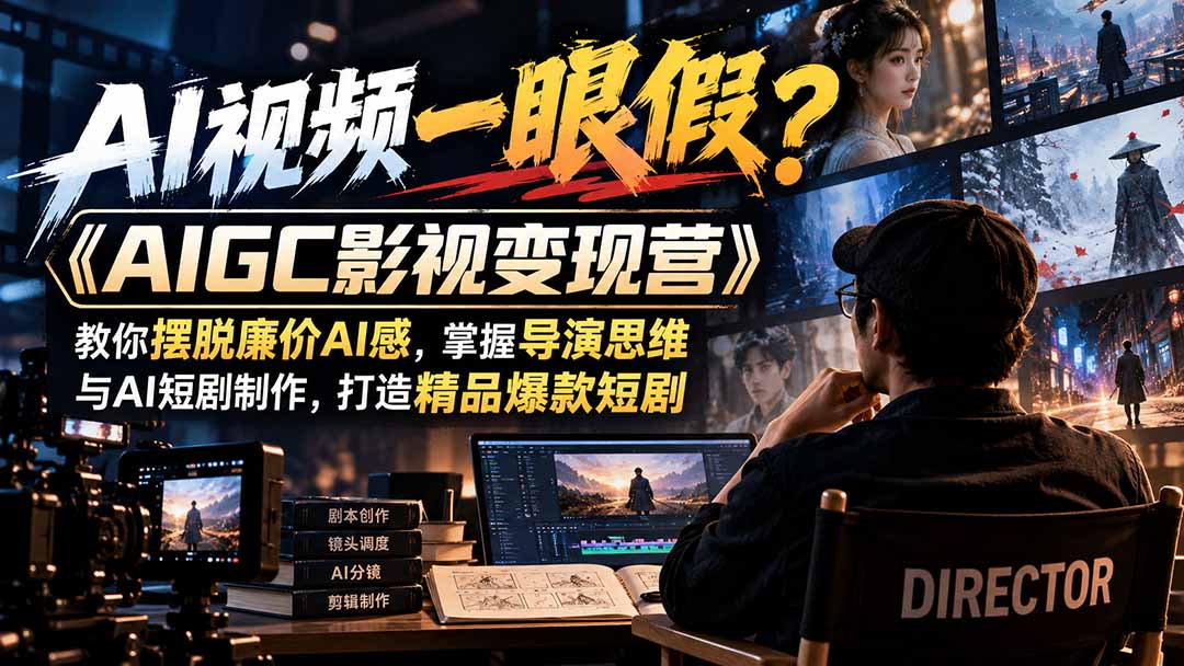 （21133期）【无水印】AI视频一眼假？《AIGC影视变现营》教你摆脱廉价AI感，掌握导演思维与AI短剧制作，打造精品爆款短剧-网创项目资源站-副业项目_创业项目_搞钱项目_网创项目资源平台
