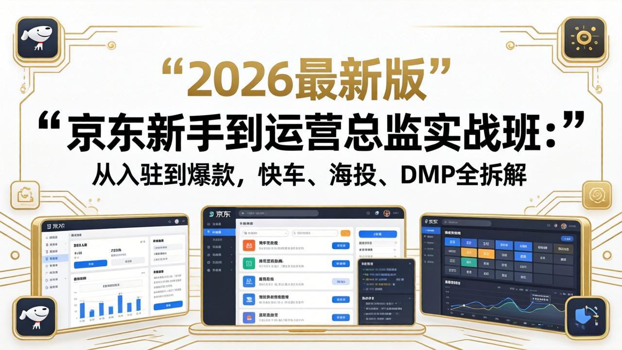 (18291期)京东新手到运营总监实战班:从入驻到爆款,快车、海投、DMP全拆解,2026最新版