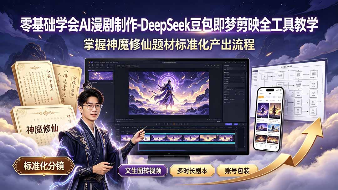 （19263期）零基础学会AI漫剧制作-DeepSeek豆包即梦剪映全工具教学，掌握神魔修仙题材标准化产出流程网创库-网创项目资源站-副业项目-创业项目-搞钱项目网创吧