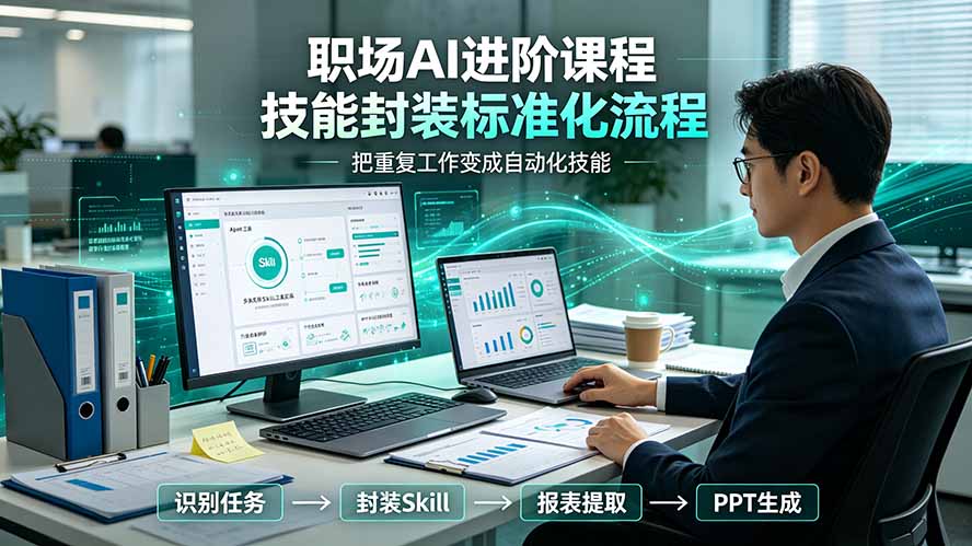 （19369期）职场AI进阶课程；多类实用Skill工具实操，专属技能封装标准化流程，报表行业报告一键提取核心内容网创库-网创项目资源站-副业项目-创业项目-搞钱项目网创吧