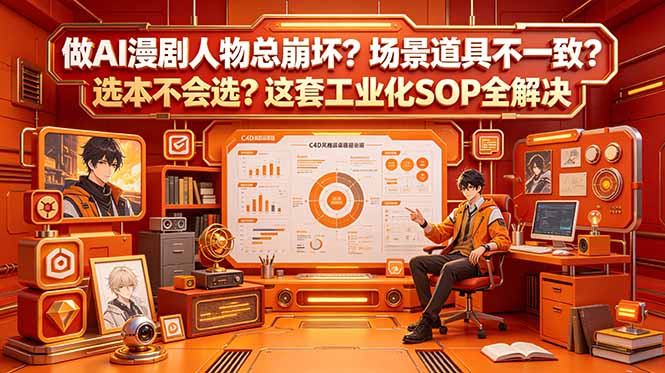 (18850期)做AI漫剧人物总崩坏?场景道具不一致?选本不会选?这套工业化SOP全解决 (更新)