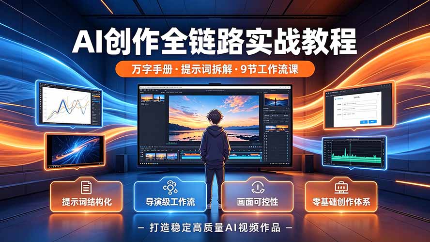 （19247期）AI创作全链路实战教程｜万字手册·提示词拆解·9节工作流课，打造稳定高质量AI视频作品网创吧-网创项目资源站-副业项目-创业项目-搞钱项目网创吧