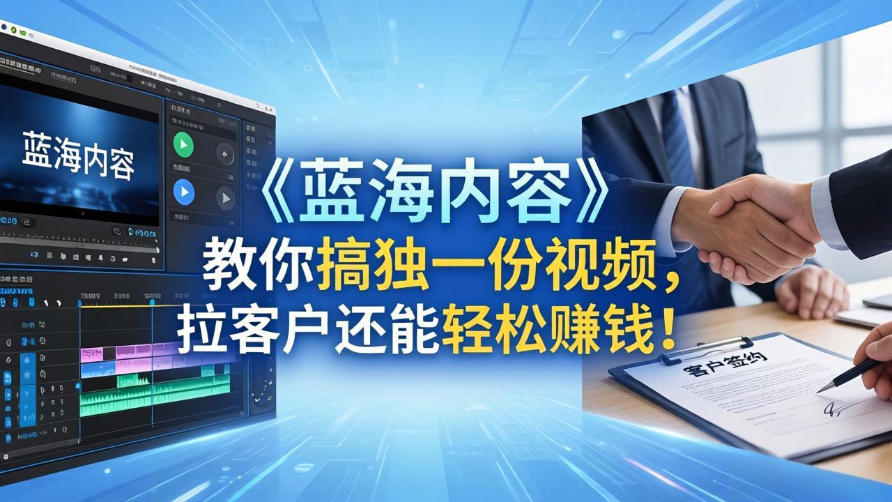 （18301期）做视频卷不动了？《蓝海内容》教你搞独一份视频，拉客户还能轻松赚钱！网创吧-网创项目资源站-副业项目-创业项目-搞钱项目网创吧