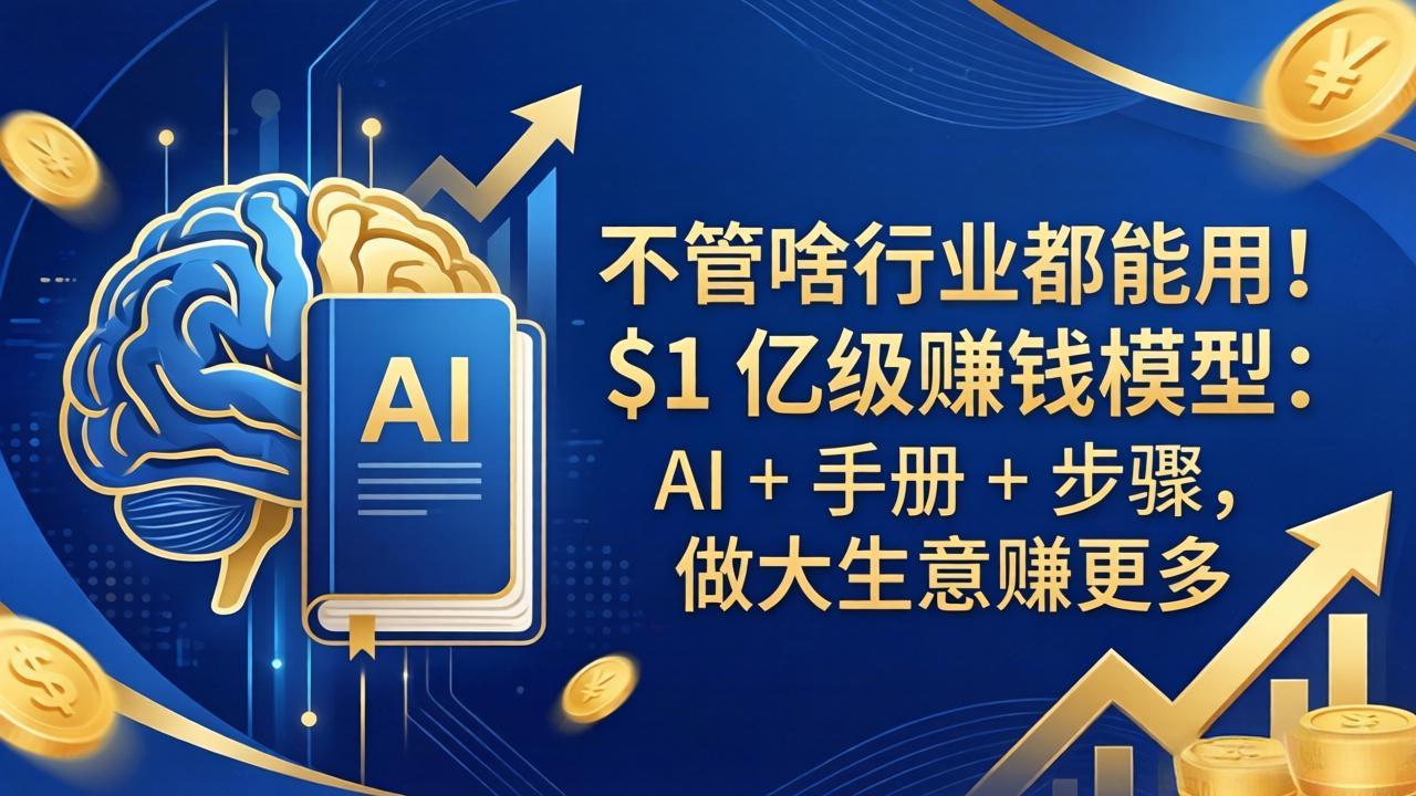 （18055期）不管啥行业都能用！$1 亿级赚钱模型：AI + 手册 + 步骤，做大生意赚更多网创吧-网创项目资源站-副业项目-创业项目-搞钱项目网创吧