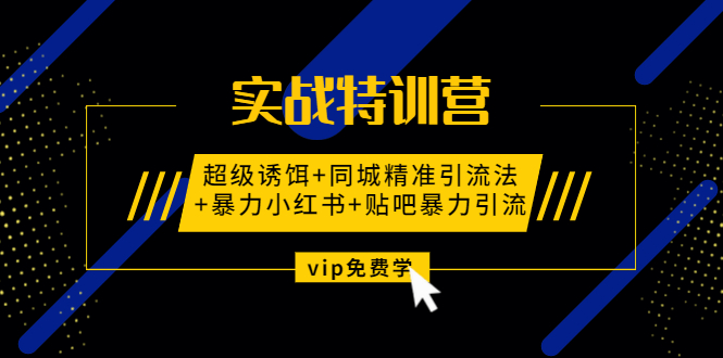 (1314期)实战特训营:超级诱饵+同城精准引流法+暴力小红书+贴吧暴力引流(视频课程)