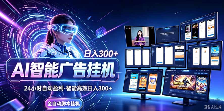 (20900期)24小时AI广告挂机|在家就能做的被动副业-网创项目资源站-副业项目_创业项目_搞钱项目_网创项目资源平台