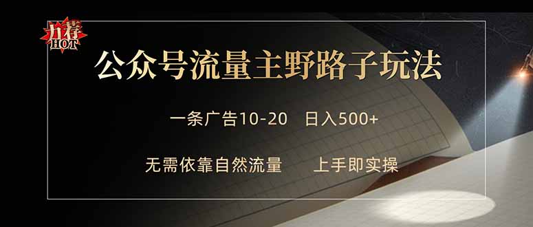 （18178期）公众号流量主野路子玩法 单条广告10-20元 日入500+网创吧-网创项目资源站-副业项目-创业项目-搞钱项目网创吧