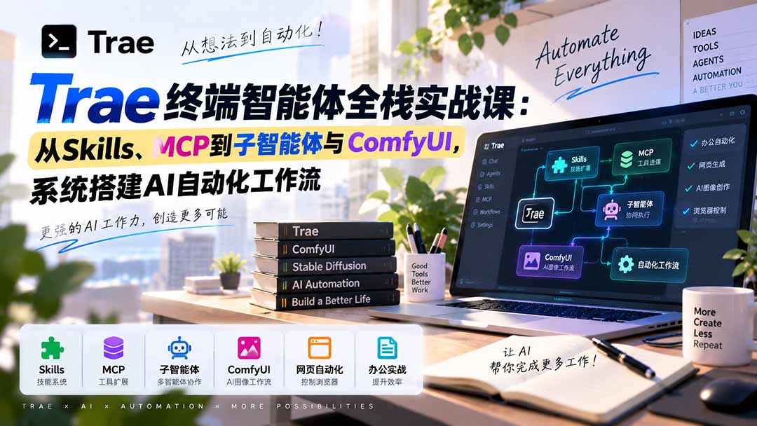 (20390期)Trae终端智能体全栈实战课:从Skills、MCP到子智能体与ComfyUI,系统搭建AI自动化工作流网创吧-网创项目资源站-副业项目-创业项目-搞钱项目网创吧