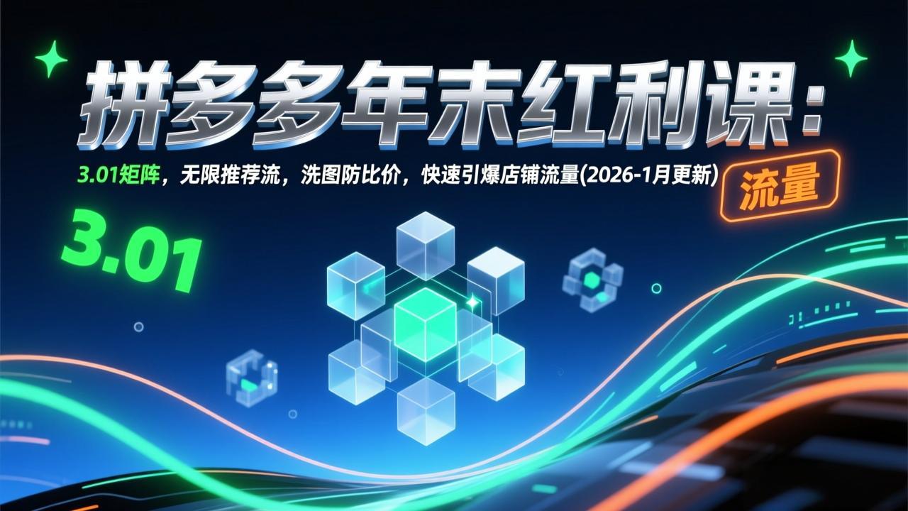 (17100期)拼多多年末红利课:3.01矩阵,无限推荐流,洗图防比价,快速引爆店铺流量(2026-1月更新)