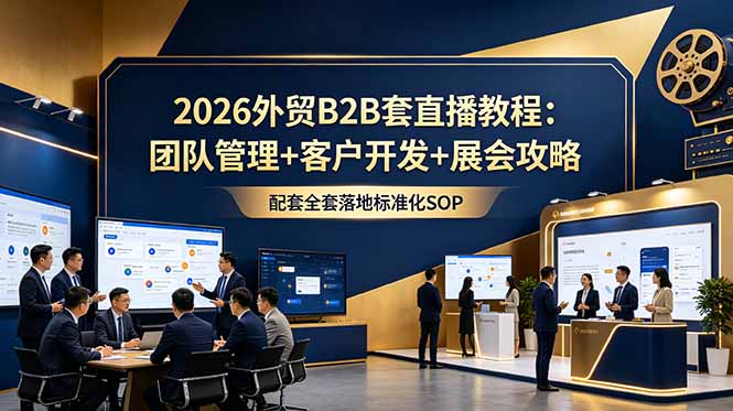 (18994期)2026外贸B2B套直播教程:团队管理+客户开发+展会攻略,配套全套落地标准化SOP